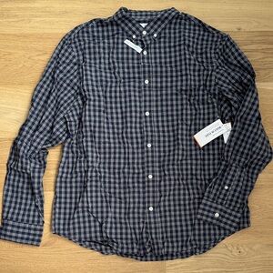 Old Navy Navy and Gray Check Button-Down Shirt